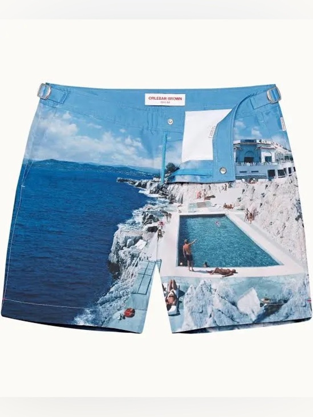 Orlebar Brown Russell Kids Blue Scenic Print Swim Trunks